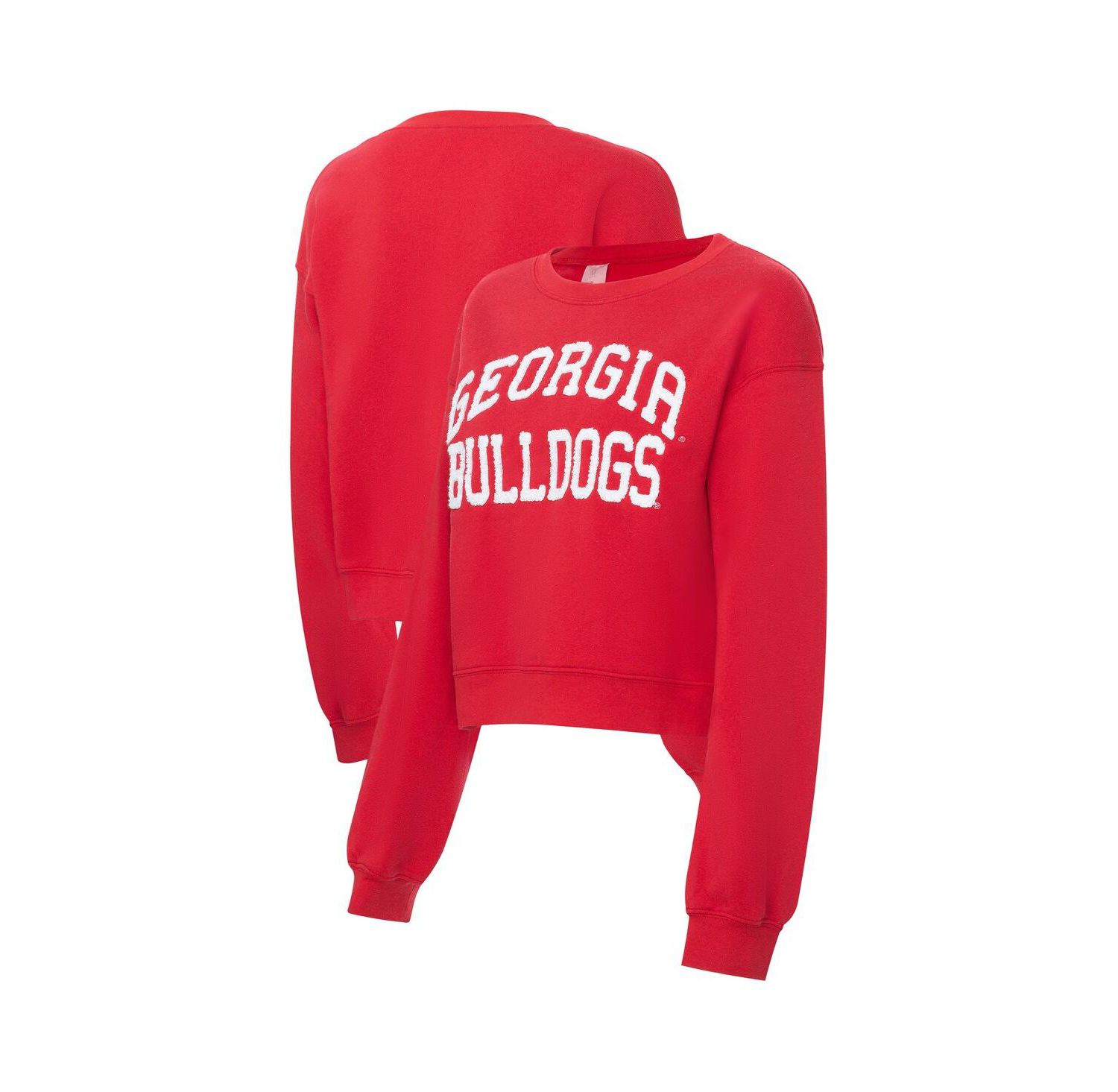 Women's Red Georgia Bulldogs Chenille Cropped Sweatshirt