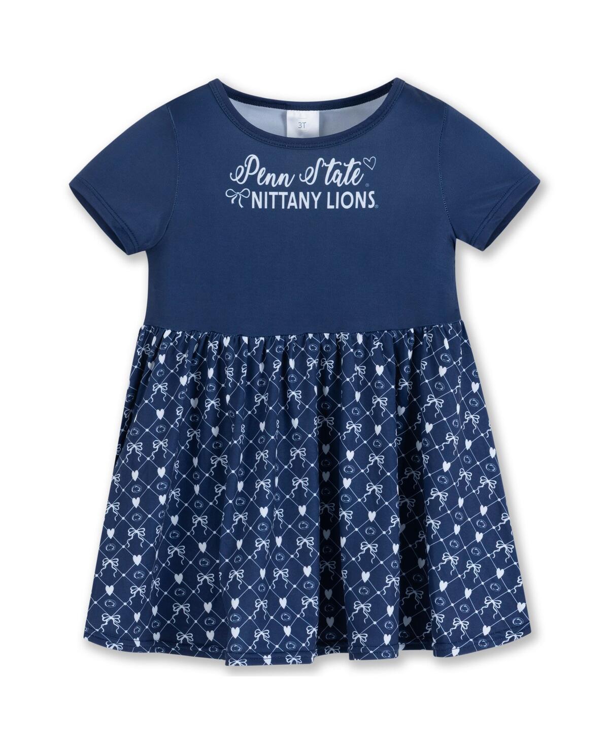 Zoozatz Girls Toddler Navy Penn State Nittany Lions Short Sleeve Dress In Blue