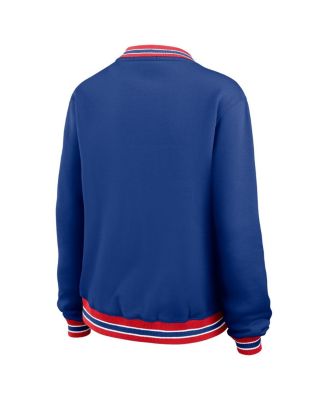 Women's Navy New England Patriots Oversized Long Sleeve V-Neck Sweatshirt