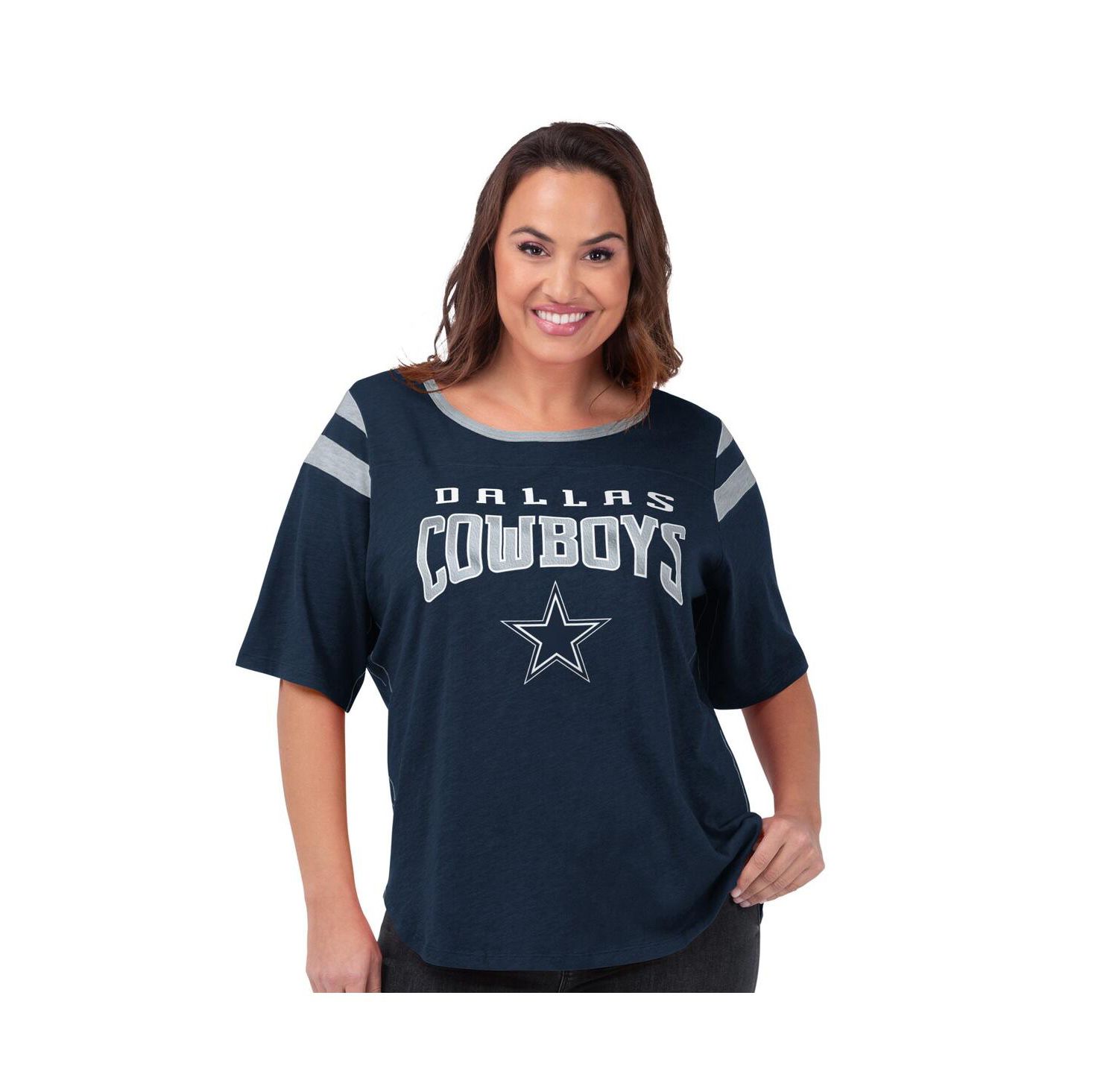 Women's Navy Dallas Cowboys Plus Size Linebacker T-Shirt