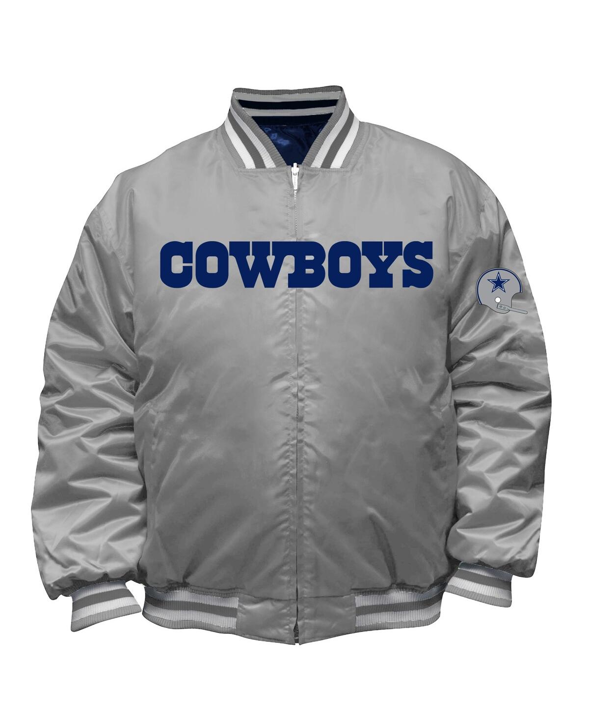 Mitchell & Ness Men's Navy/silver Dallas Cowboys Big Tall Throwback Reversible Full-zip Jacket In Blue