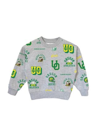Big Girls Gray Oregon Ducks Always On Repeat Pullover Sweatshirt