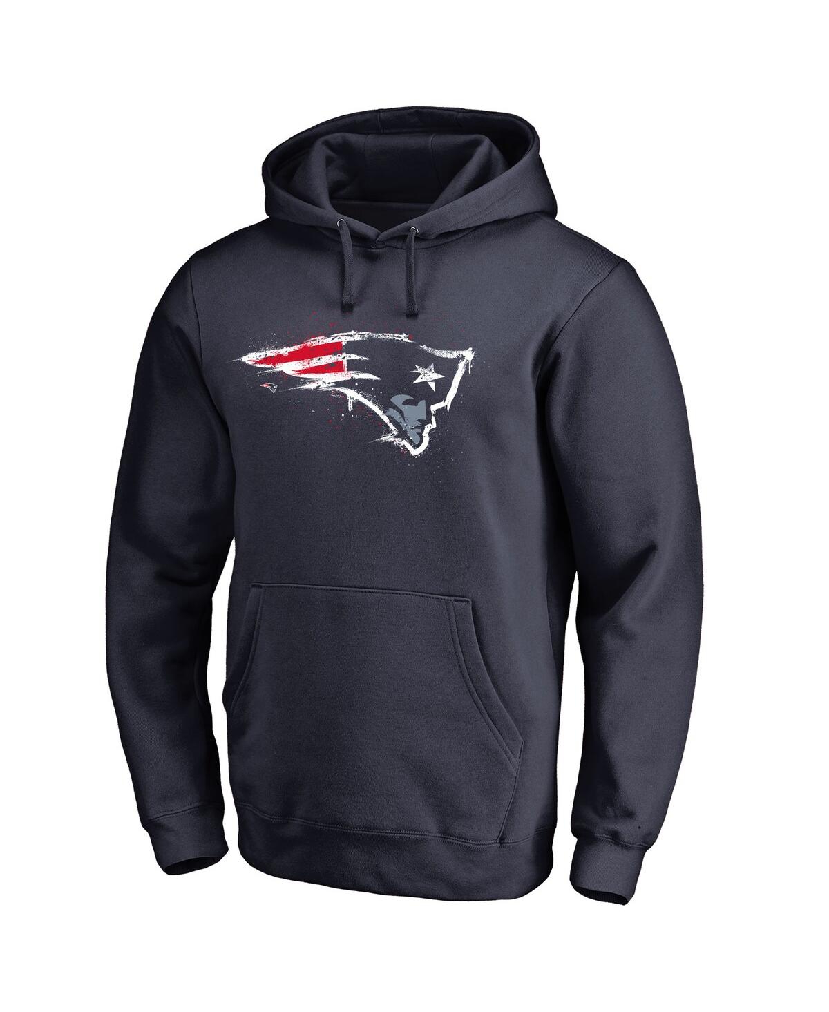 Fanatics Mto Label Men's Navy New England Patriots Splatter Logo Pullover Hoodie - Navy