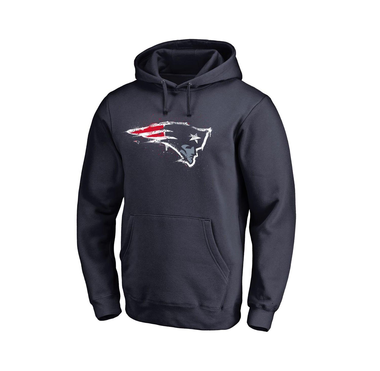 Men's Navy New England Patriots Splatter Logo Pullover Hoodie