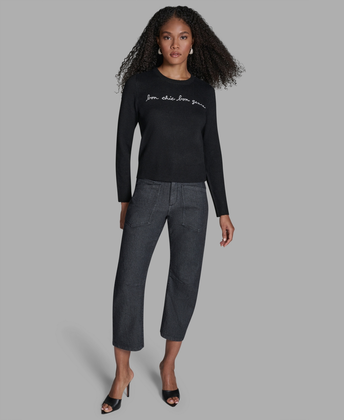 Bcbg Women's Bon Chic Genre Long Sleeve Sweater In Black