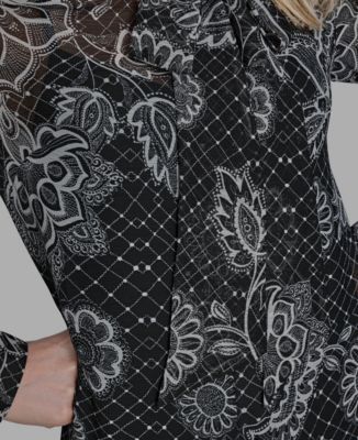 Women's Drop-Waist Long Sleeve Shift Dress