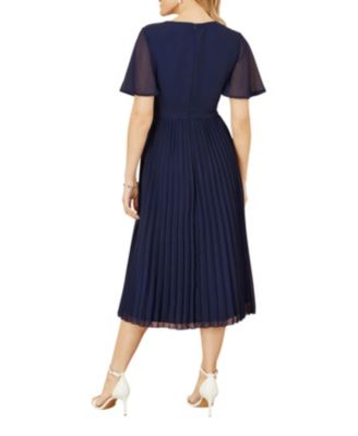 Women's Sequin Embellished Pleated Midi Dress