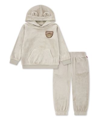 Levi's - Baby Girls 2-Piece Minky Sherpa Hoodie and Jogger Pant Set