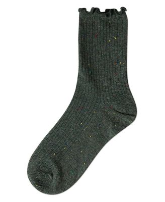 Women's Vintage Ribbed Multi-Flecked Lettuce Edge Crew Sock