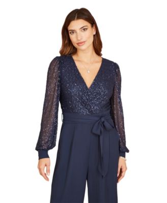 Women's Long Sleeved Sequin Jumpsuit
