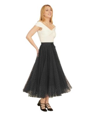 Women's Mesh Heart Print Tulle Skirt