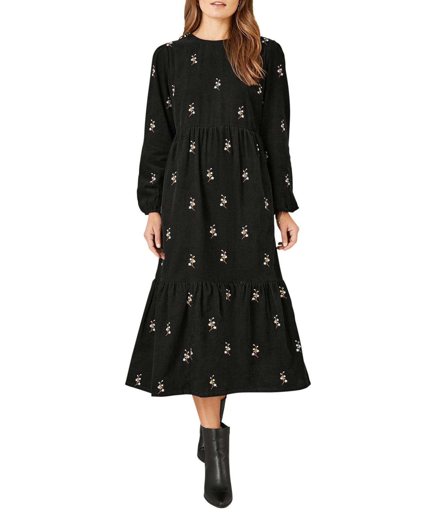 Women's Long Sleeve Midi Floral Dress