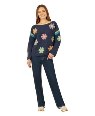 Women's Crochet Flower Long Sleeve Jumper