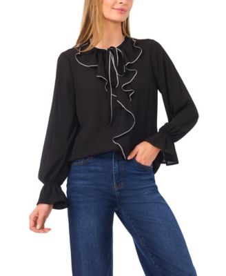 Women's Button-Down Ruffle Top