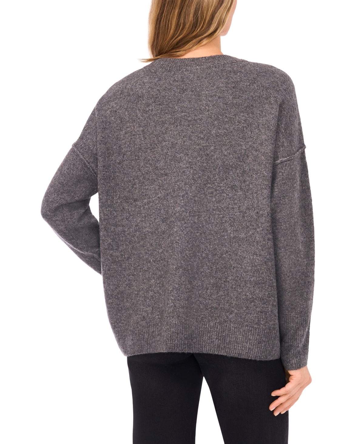 Cece Women's Merry Candy Cane Detail Sweater In Gray