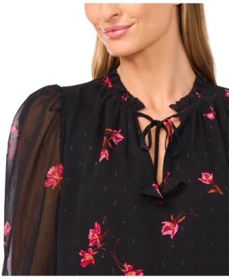 Women's Smocked Cuff Ruffle Top