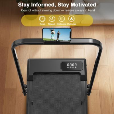 2 in 1 Walking Pad Treadmill with Incline, Under Desk Treadmill with LED Display & APP for Home Office