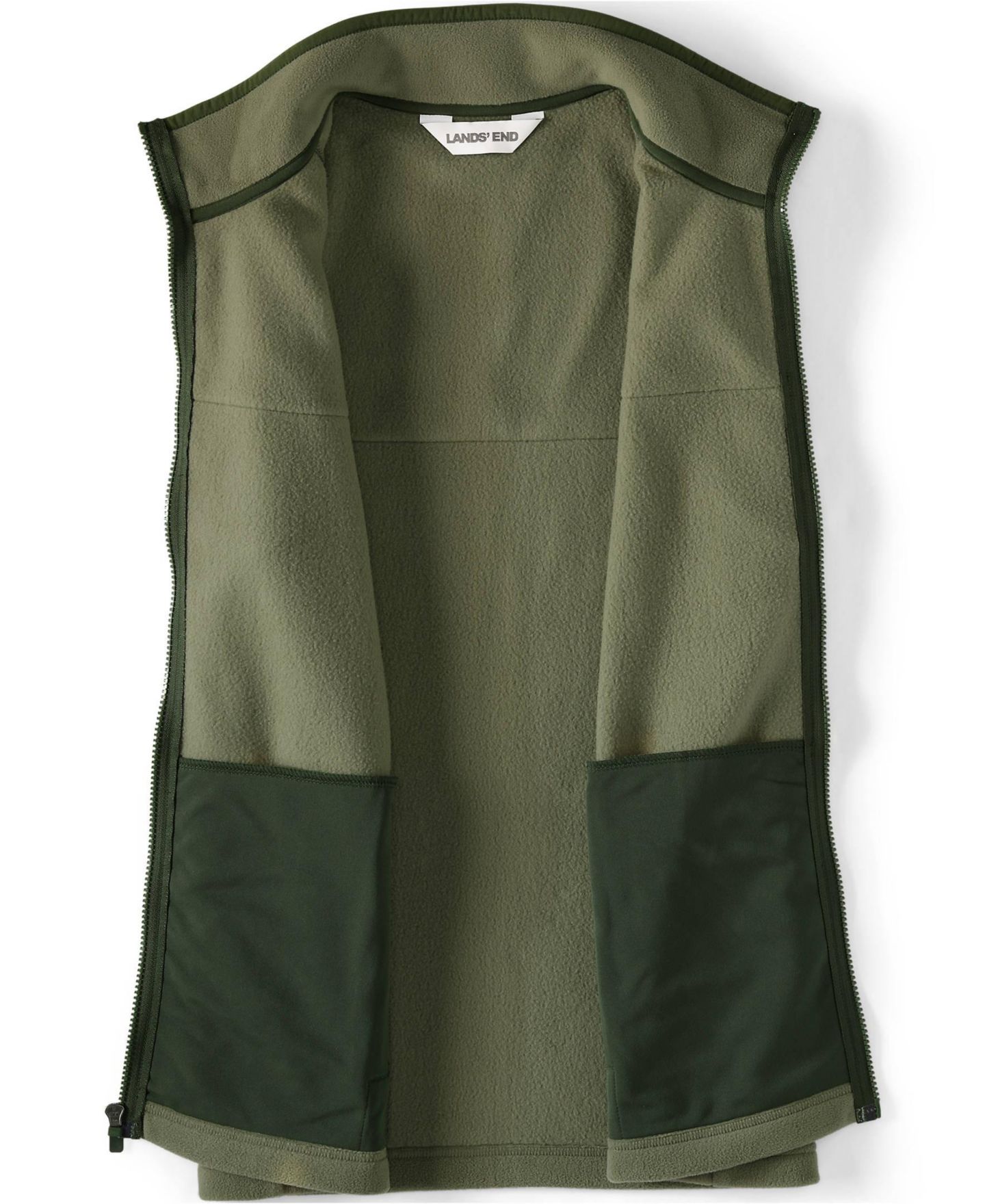 Мужской жилет Lands' End Anyweather RainDefense Fleece Vest, цвет: Каменный зелёный — фото 4
