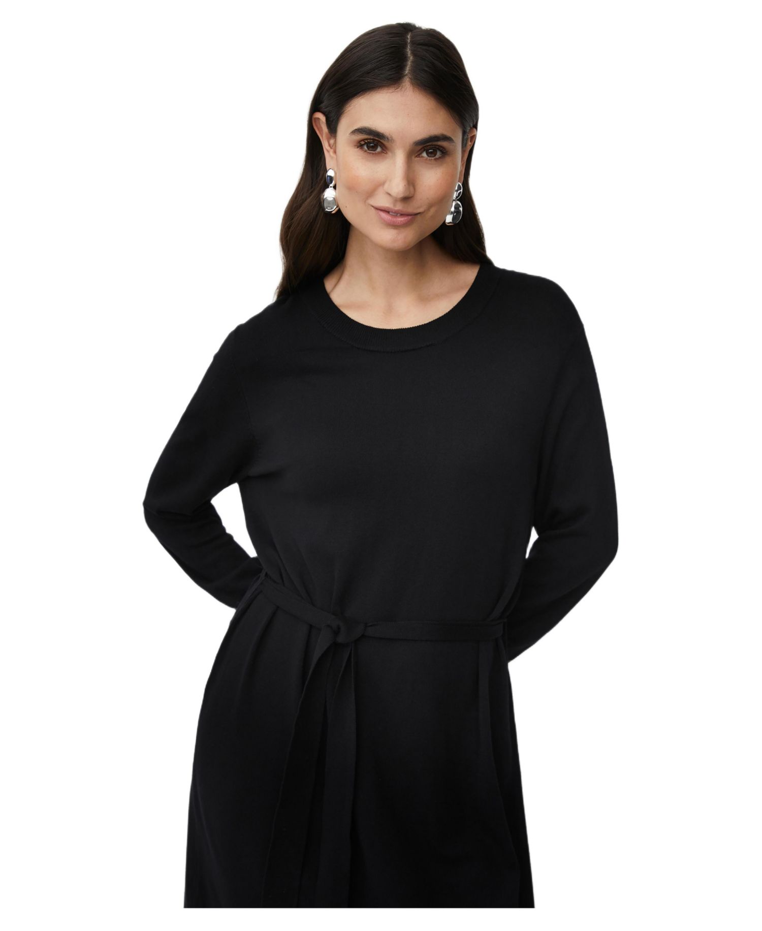 Women's Long Sleeve Belted Waist Dress