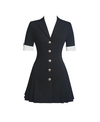 Women's Ilitha Black Woven Crepe Pleated A-Line Mini Dress