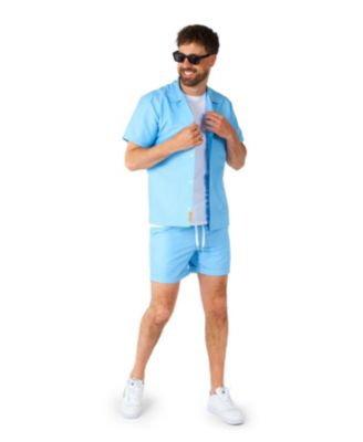 Men's Summer Set - 2 Piece Beach Wear set - Light Cool Blue - Matching Shirt and Shorts