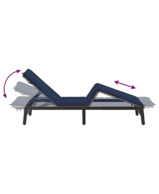 Sun Lounger Grey, Navy Blue PE rattan, Powder-coated steel Standard