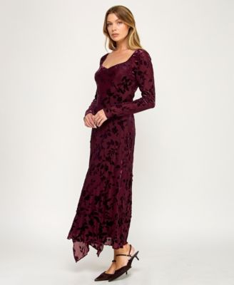Women's Burnout Long Sleeve Maxi Dress