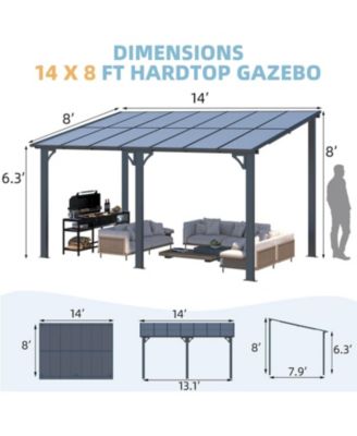 14'x8' Wall Mounted Gazebos Pergola
