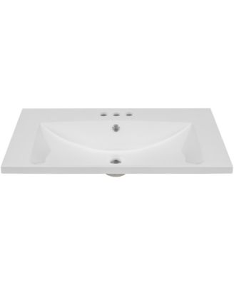 30" Ceramic 3-Faucet-Hole Single Bathroom Vanity Top with Basin