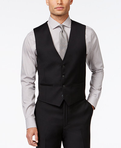 Calvin Klein Black Solid Modern Fit Vest - Blazers & Sport Coats