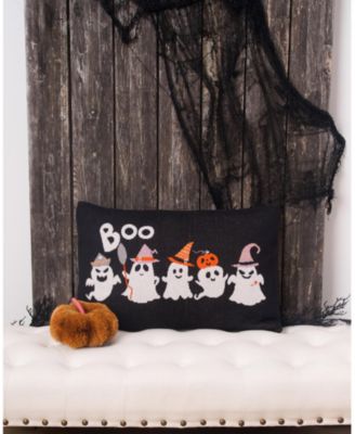 Halloween Ghosts "Boo" Cotton Blend Halloween Accent Throw Pillow 16" x 24"