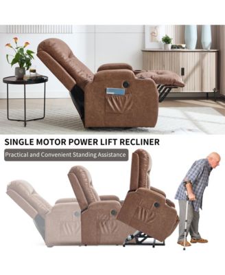 PU Infinite Position Up to 350 LBS Power Lift Recliner Chair for Elderly, Heavy Duty Motion Mechanism with 8-Point Vibration Massage