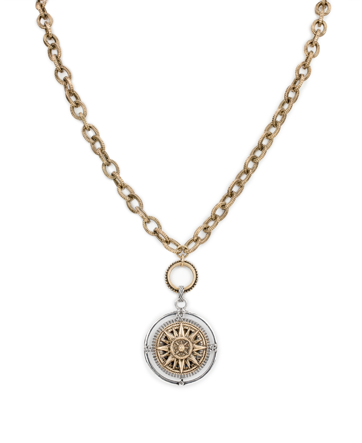 Patricia Nash Antique-like Gold-tone And Silver-tone Ox Compass Convertible Necklace In Gold