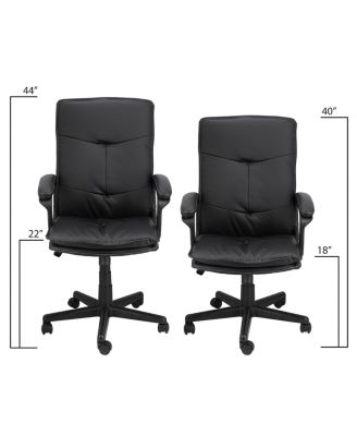 High Back Tufted Faux Leather Adjustable Office Chair in Black