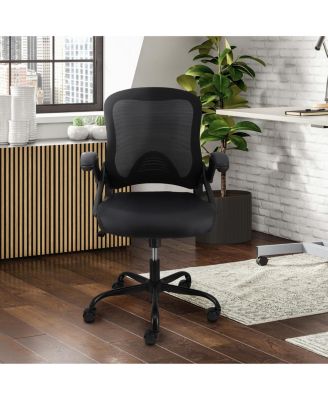 Mid Back Adjustable Mesh and Fabric Office Chair in Black