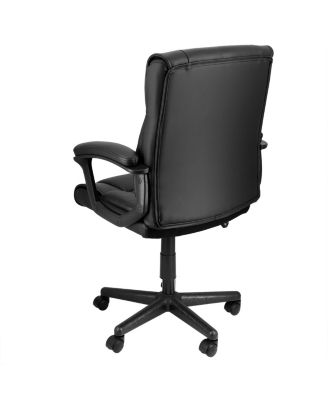 Mid Back Adjustable Faux Leather Office Chair in Black