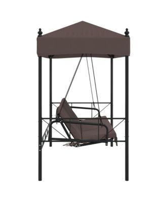 Garden Swing Bench Coffee brown Powder-coated steel, Polyester