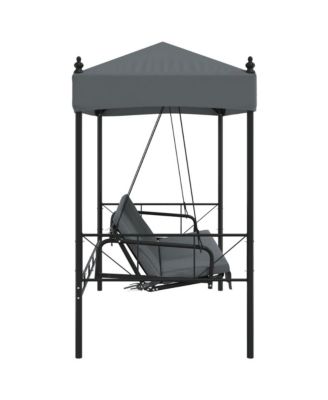 Garden Swing Bench Dark Grey Powder-Coated Steel, Polyester