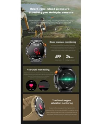 Outdoor Sports Smart watch with Compass Emergency Light IPS HD Large Round Screen -Orange