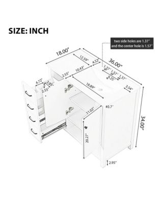 36&amp;#x22; Solid Wood and MDF Bathroom Vanity with Sink Top, Cabinet Doors, Drawers and Open Shelf