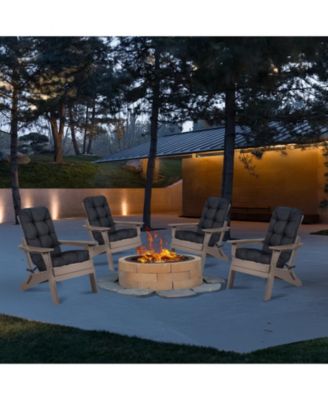 Outdoor Tufted Adirondack Chair Cushion Set of 2, High-Back with Ties, Waterproof & Fade-Resistant