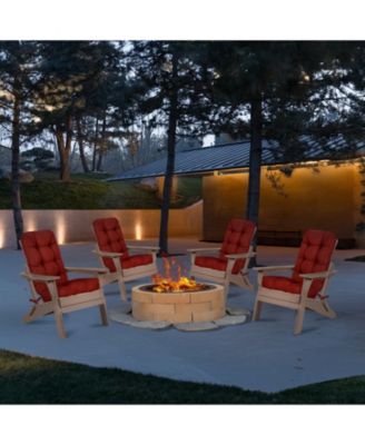 Outdoor Tufted Adirondack Chair Cushion Set of 2, High-Back with Ties, Waterproof & Fade-Resistant