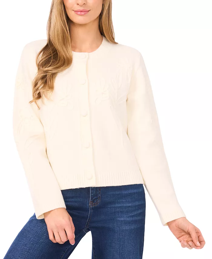 Women's Flower Embroidery Long Sleeves Cardigan Sweater - thumbnail 9