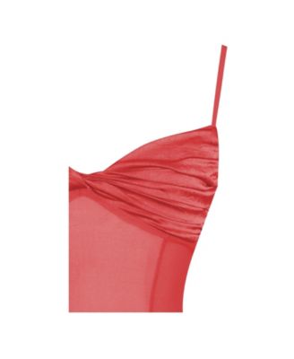 Women's Dahlina Red Ruched Waist High Slit Maxi Dress