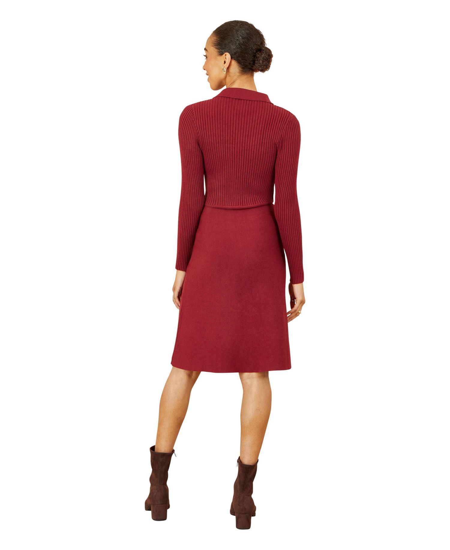 Women's Belted Rib Knit Midi Dress With Pockets