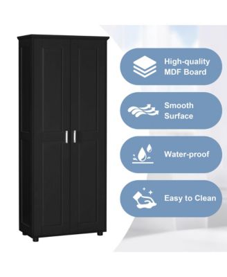 Storage Cabinet with Two Doors for Bathroom, Office, Adjustable Shelf, MDF Board