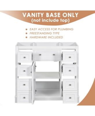 36" Bathroom Vanity, Cabinet Base Only, One Cabinet and Six Drawers