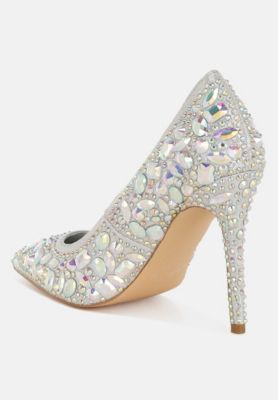 Womens Iceout Diamante and Rhinestone Embellishments Pumps
