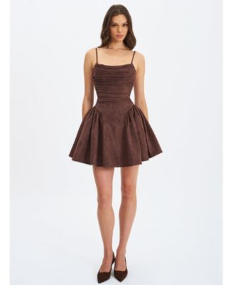 Women's Raisa Mahogany Suede Ruched Mini Dress