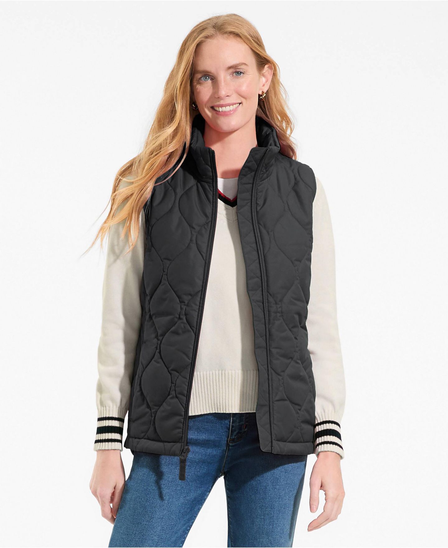 Женский жилет Lands' End FeatherFree Quilted Insulated Vest, цвет: Чёрный — фото 4